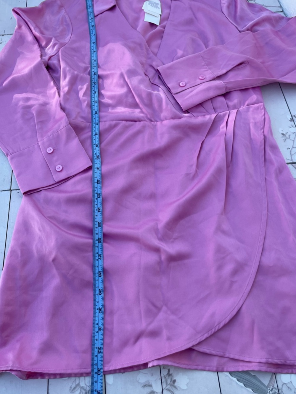 Pink Satin Twist Front Mini Dress - Picture 8 of 11